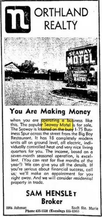 Byes Seaway Motel - Oct 11 1973 For Sale